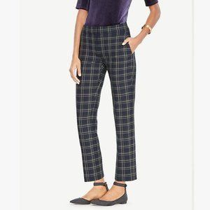 Ann Taylor Ankle Pant In Plaid Navy - Devin Fit 00P